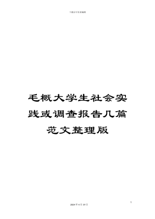 毛概大学生社会实践或调查报告几篇范文整理版