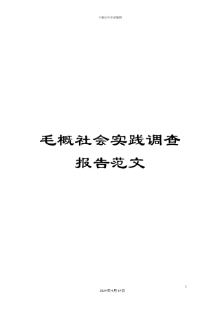 毛概社会实践调查报告范文