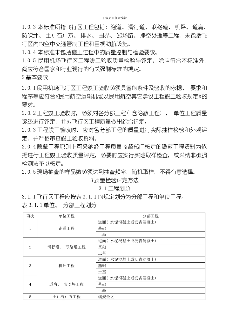 民用机场飞行区工程竣工验收质量检验评定标准模板_第2页