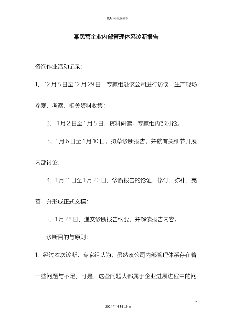 民营企业内部管理体系诊断报告_第2页