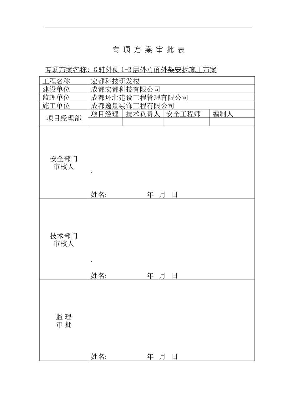 氟碳漆宏都外架安拆方案模板_第1页