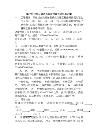 氧化铝仓库及输送系统皮带廊吊装方案模板