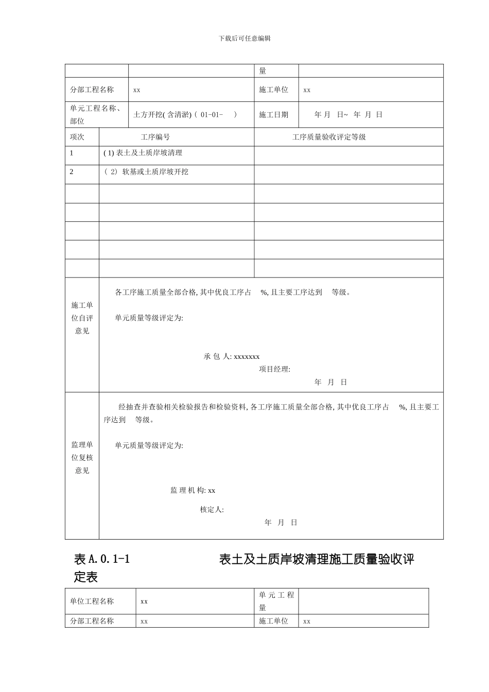 水利工程新规范质量评定表模板_第2页