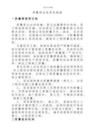 水利工程质量保证措施体系模板