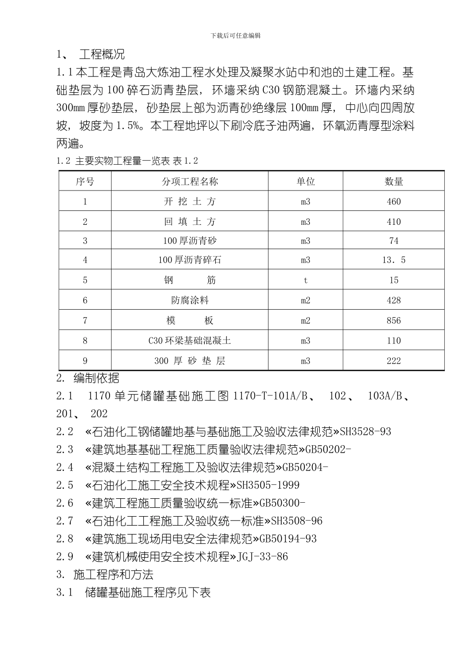 水处理及凝结水站罐基础施工方案模板_第1页