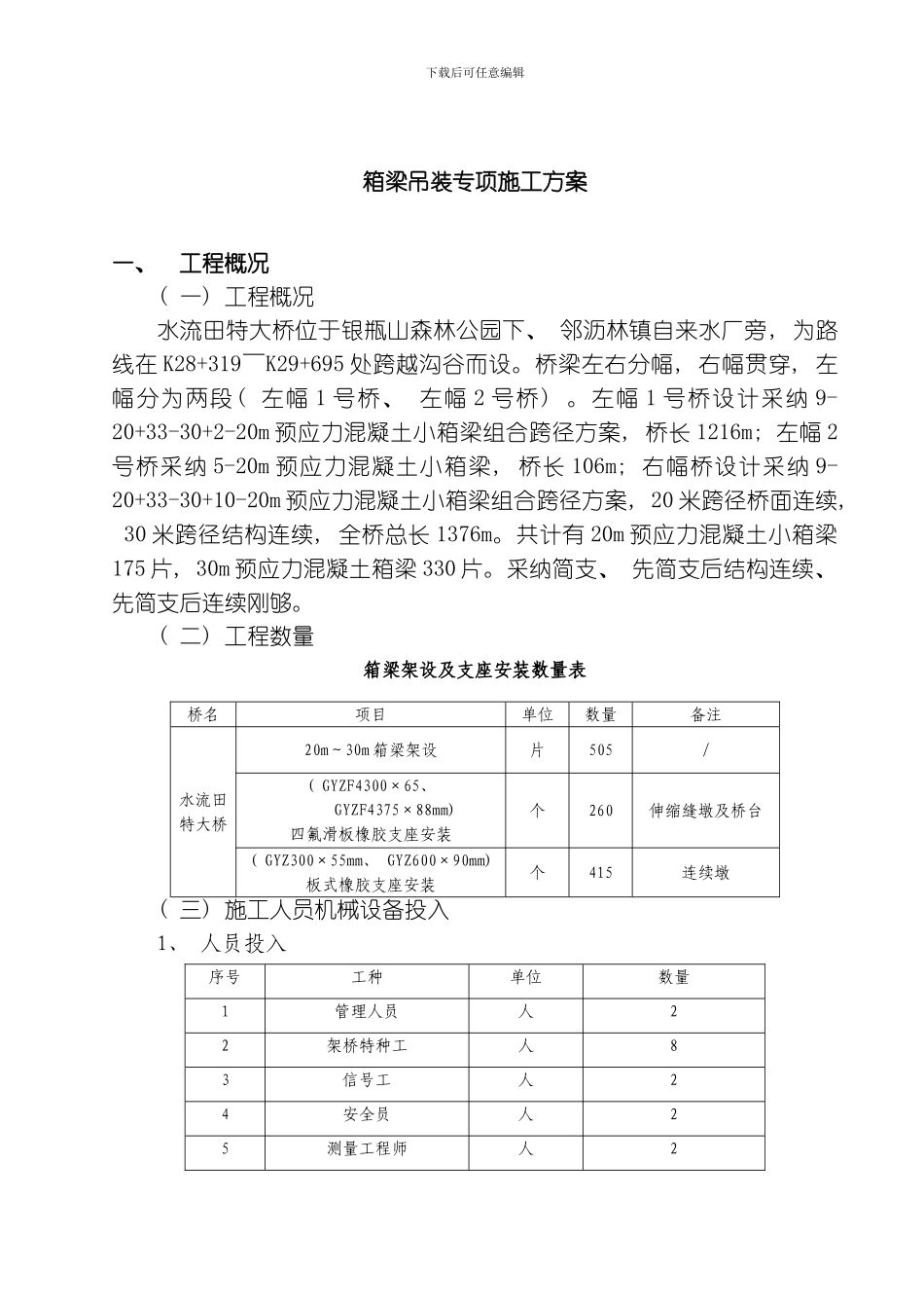 水流田大桥箱梁安装施工方案模板_第3页