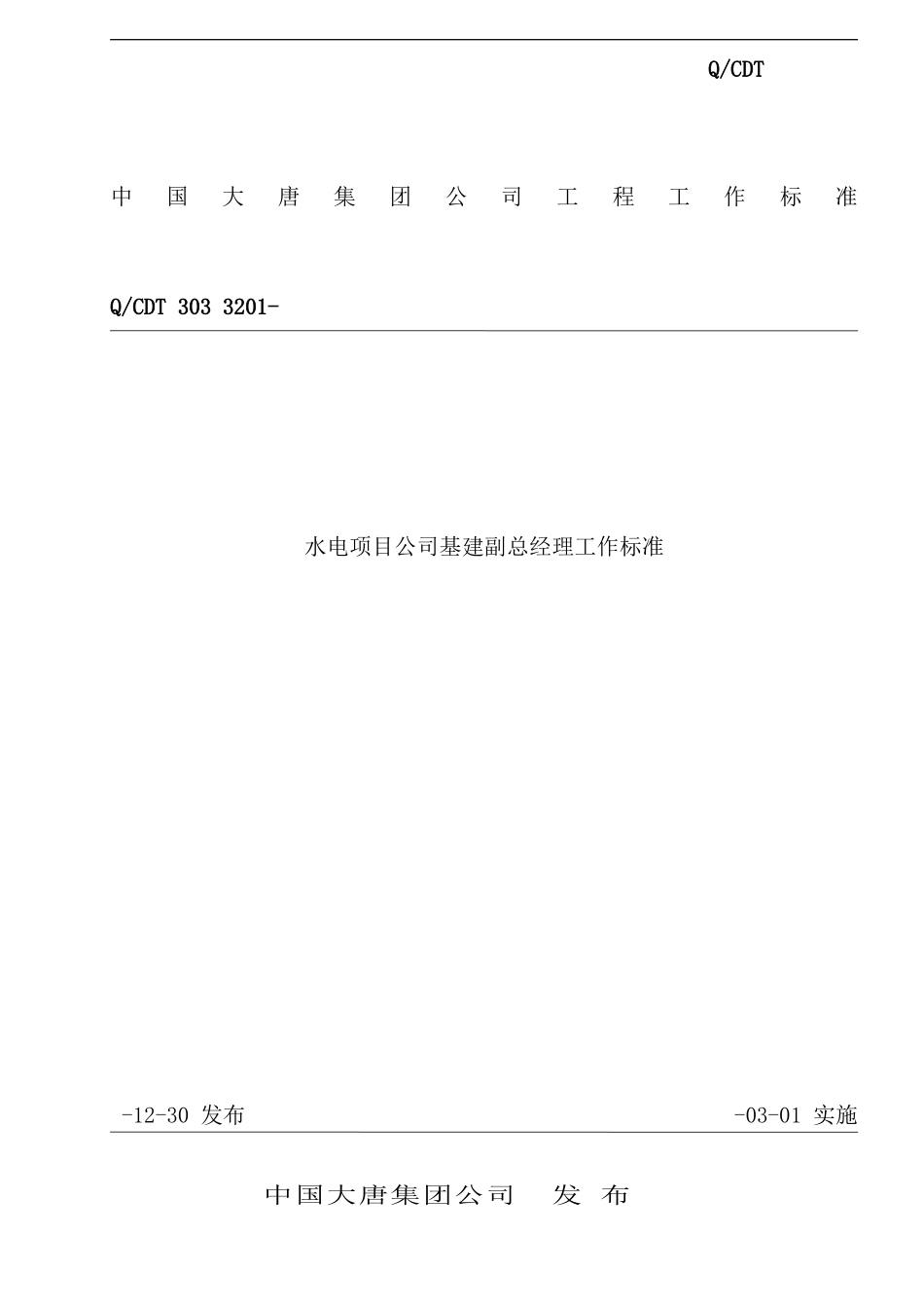 水电项目公司基建副总经理工作标准_第1页