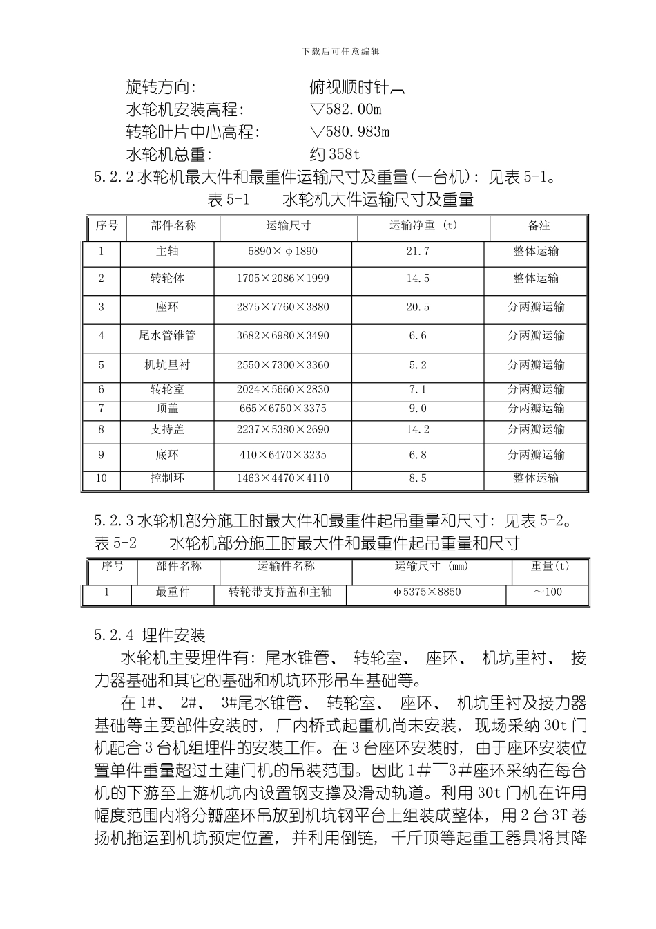 水轮机及其附属设备安装工程模板_第2页