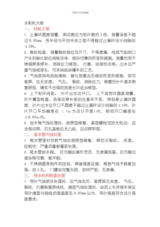 水轮机大修及试验项目模板