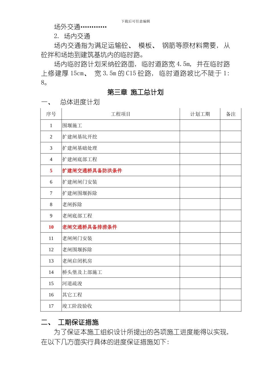 水闸工程施工组织设计方案模板_第2页