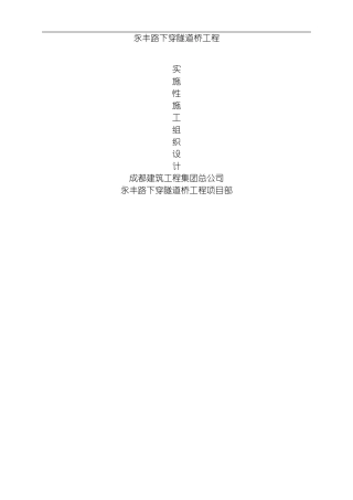 永丰路下穿隧道桥工程施工组织设计方案模板