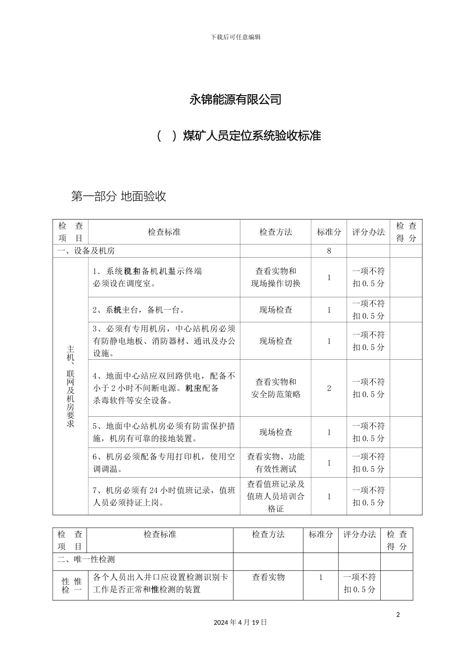 永锦能源人员定位系统验收标准精样本_第2页