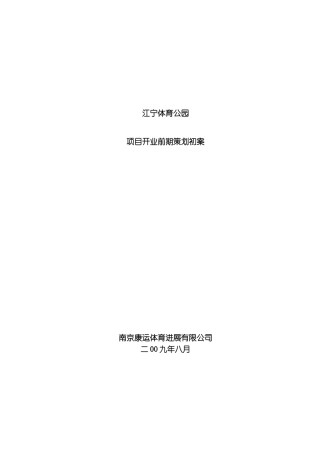 江宁体育公园开业策划模板