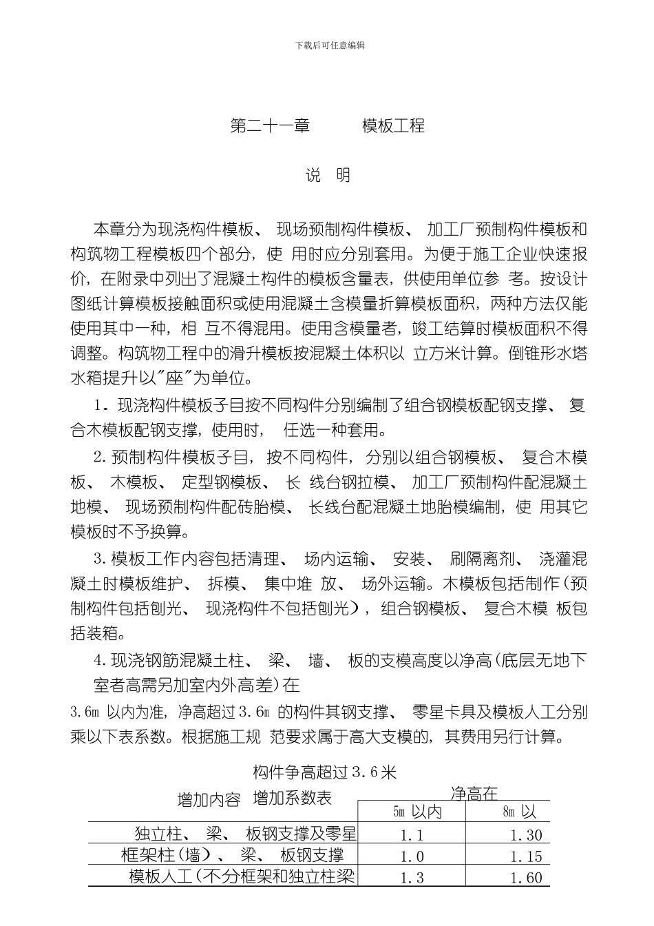 江苏建筑与装饰工程计价表范本工程说明及计算规则模板_第1页