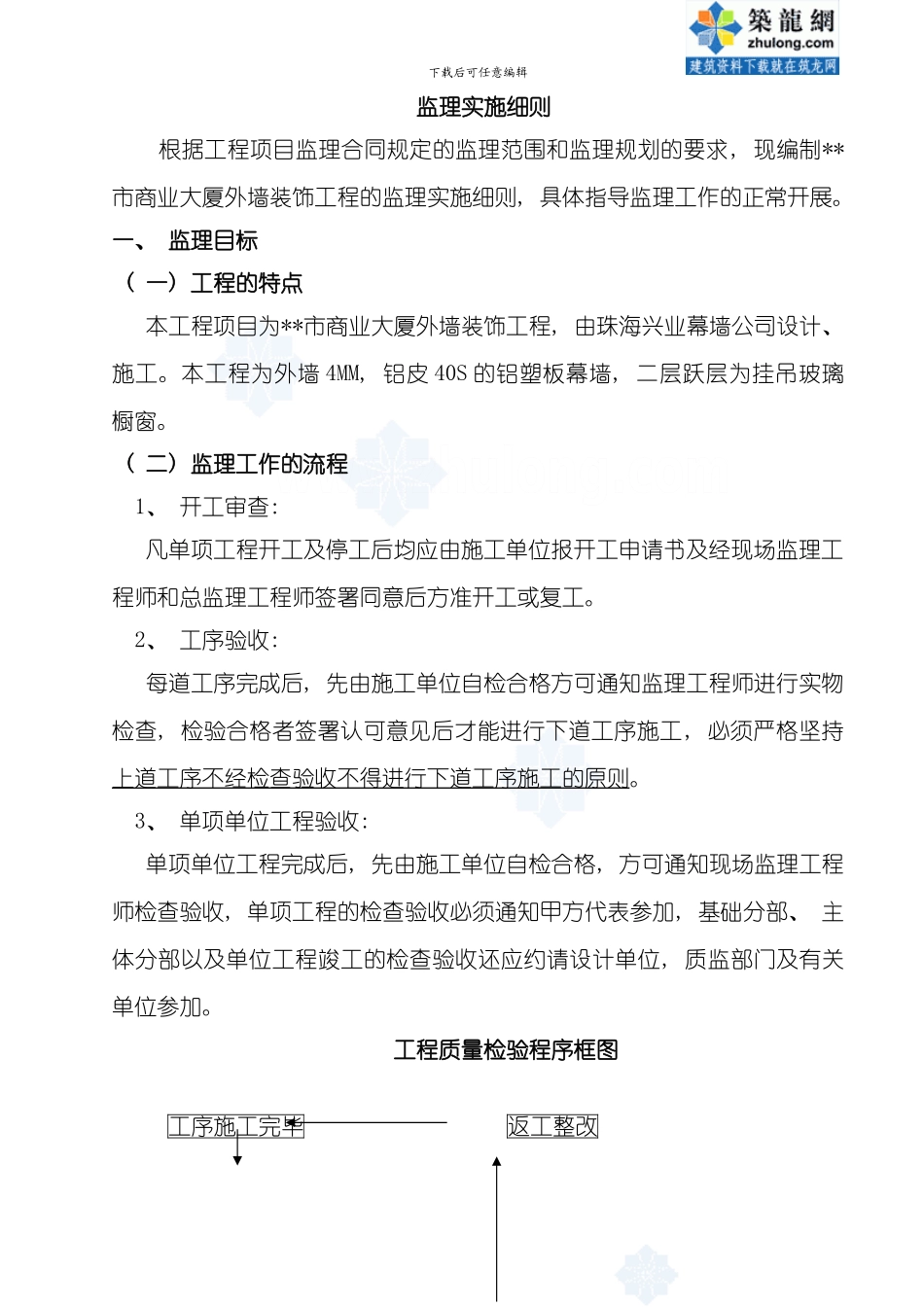 江苏某大厦外墙装饰工程监理细则模板_第1页