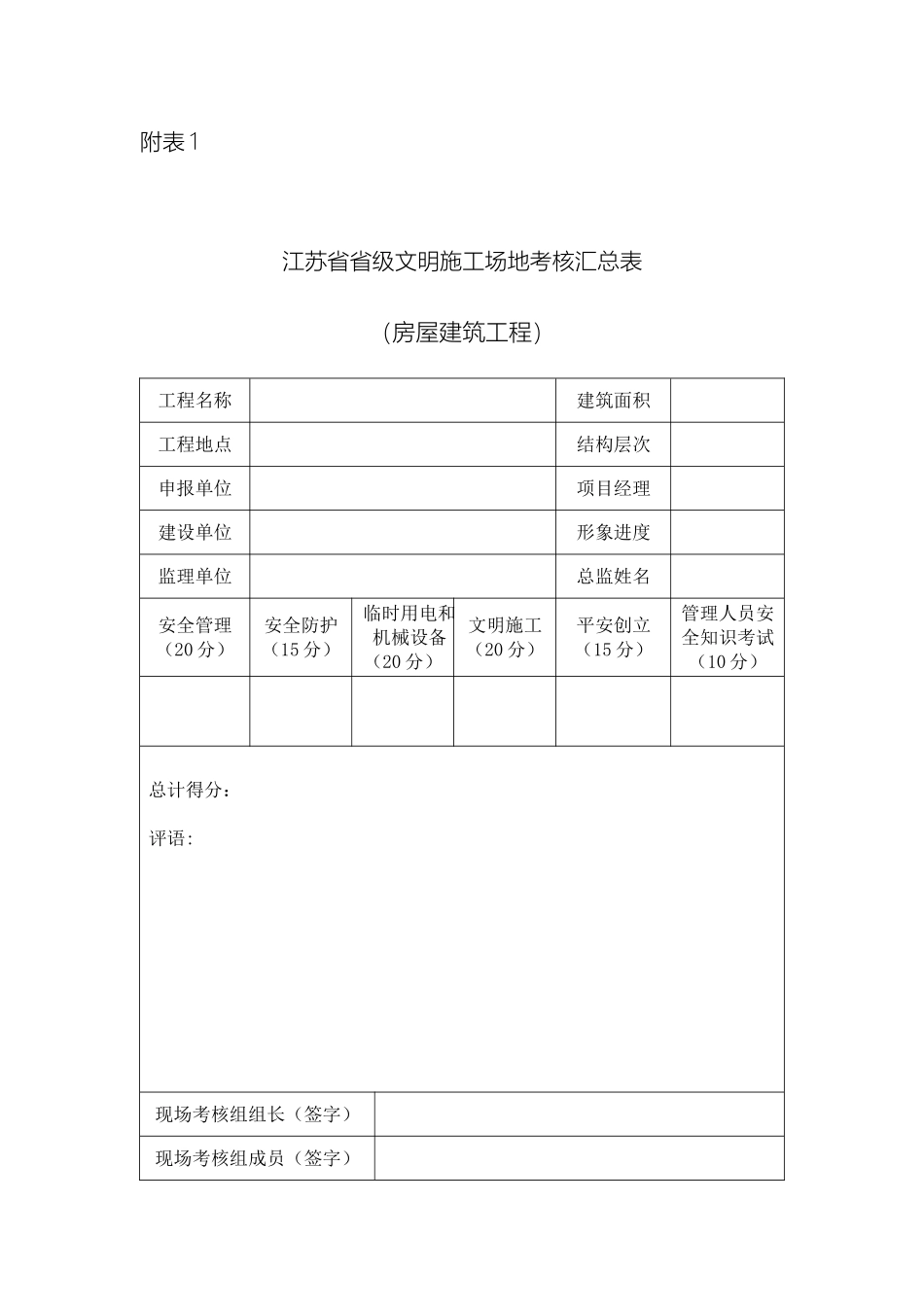 江苏省建筑施工省级文明工地现场安全考核评分表房屋建筑工程_第2页