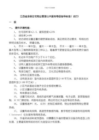 江西省多层住宅物业管理公共服务等级指导标准模板