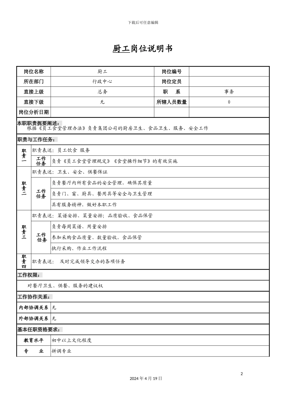 污水处理员岗位说明书样本_第2页