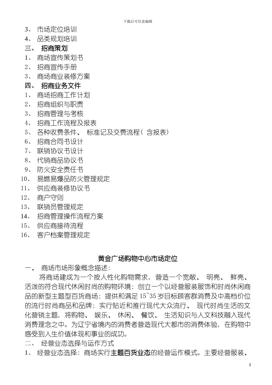 沈阳黄金广场筹备期管理手册模板_第3页