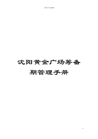 沈阳黄金广场筹备期管理手册模板