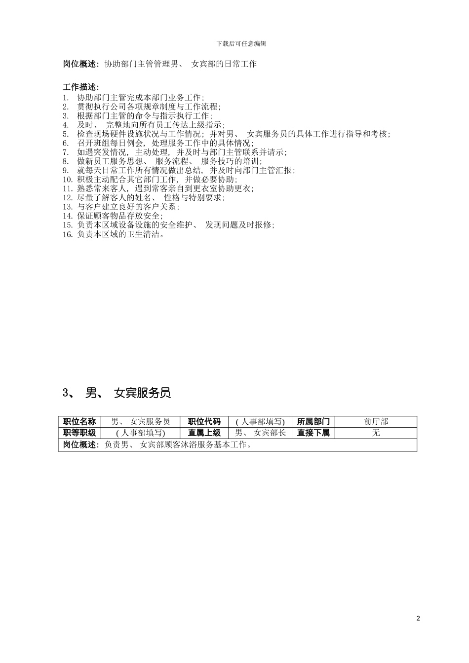 沐浴部岗位说明书模板_第3页