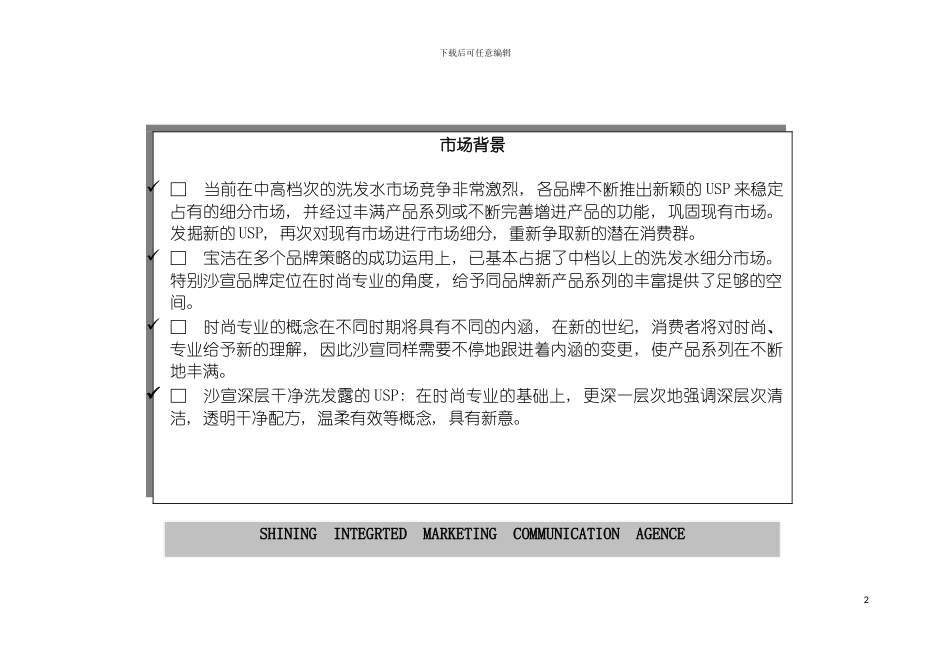 沙宣深层洁净洗发露上市策划方案模板_第3页