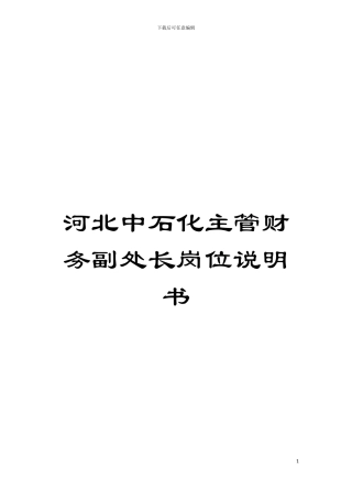 河北中石化主管财务副处长岗位说明书模板