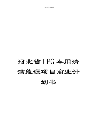 河北省LPG车用清洁能源项目商业计划书模板