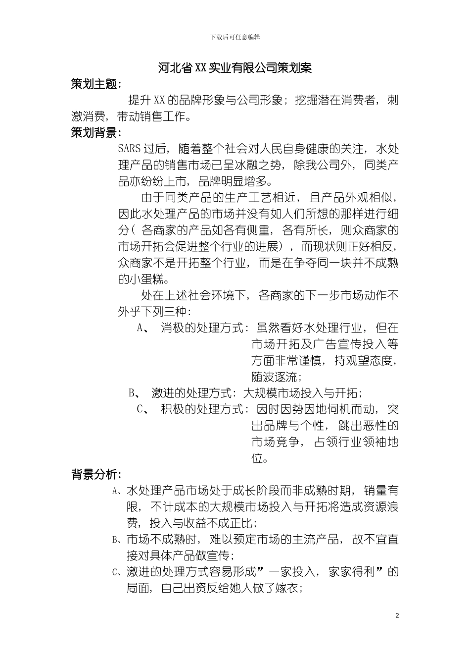 河北省实业有限公司策划案模板_第2页