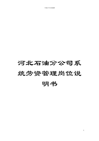 河北石油分公司系统劳资管理岗位说明书模板