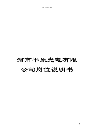 河南平原光电有限公司岗位说明书模板