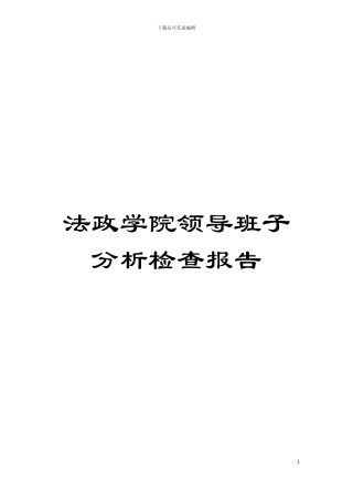 法政学院领导班子分析检查报告模板