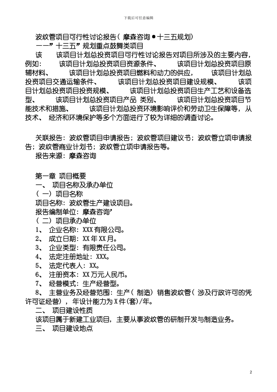 波纹管项目可行性研究报告摩森咨询·十三五规划模板_第2页