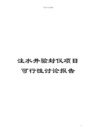 注水井验封仪项目可行性研究报告模板