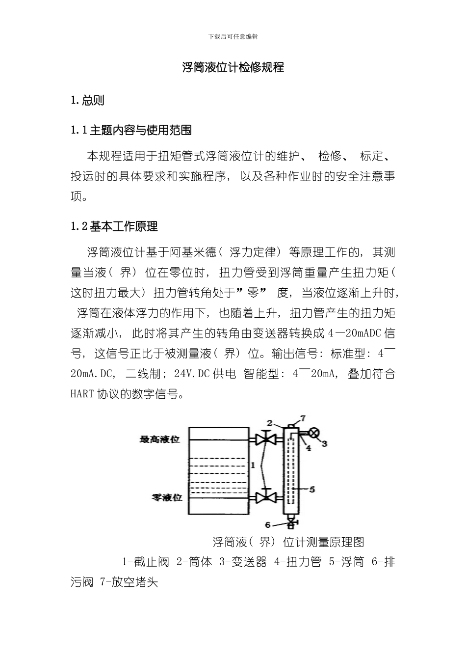 浮筒液位计检修规程样本_第1页