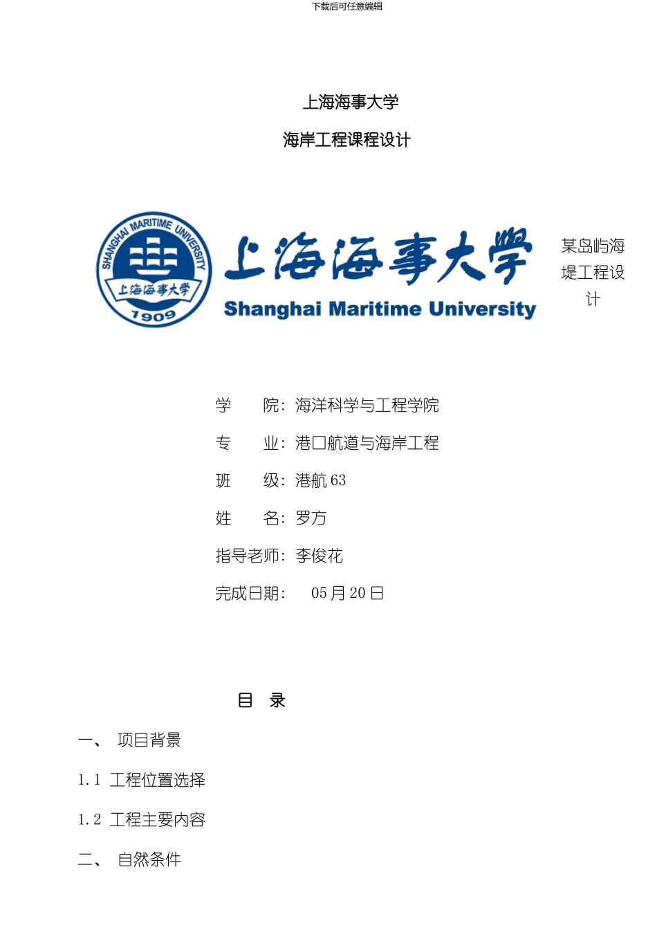 海堤工程设计书样本_第1页