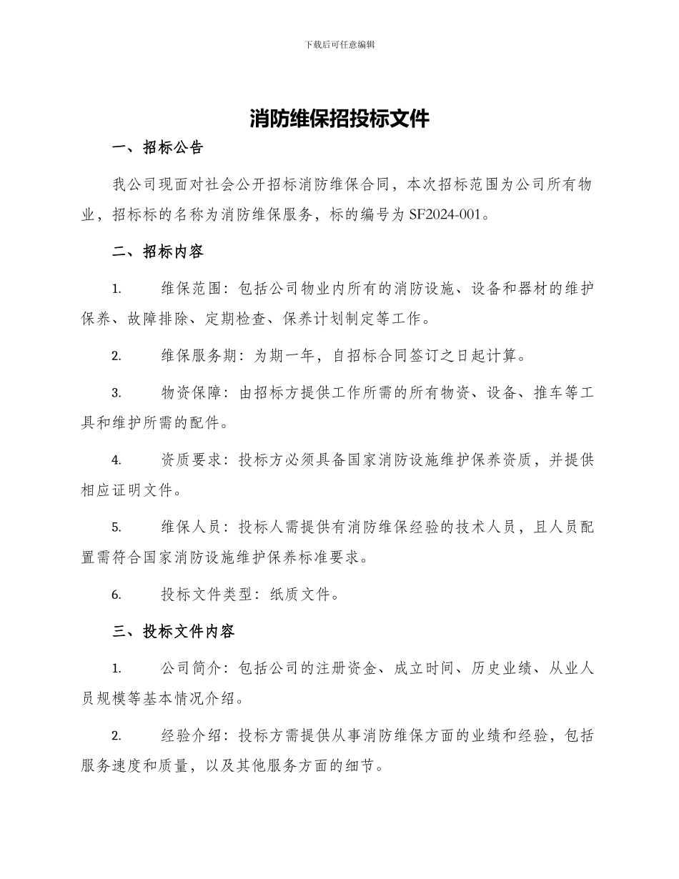 消防维保招投标文件_第1页