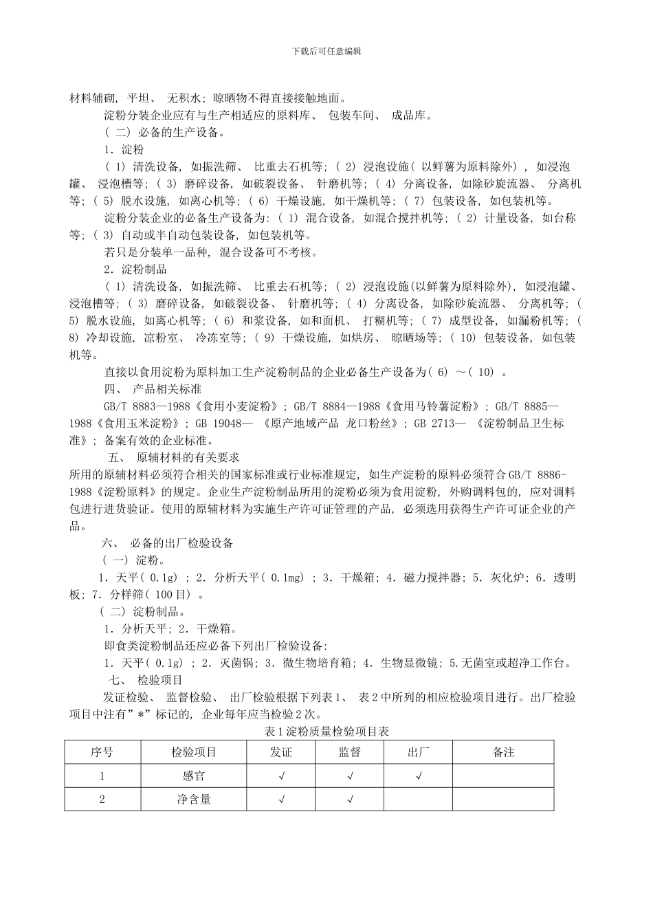 淀粉及淀粉制品生产许可证审查细则样本_第2页