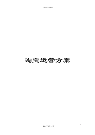 淘宝运营方案