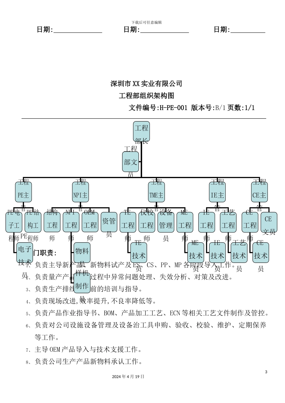深圳市实业公司各部门岗位职责_第3页