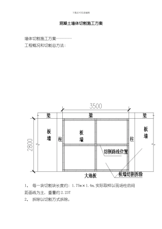 混凝土墙体切割施工方案样本