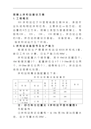 混凝土拌合站建设方案样本