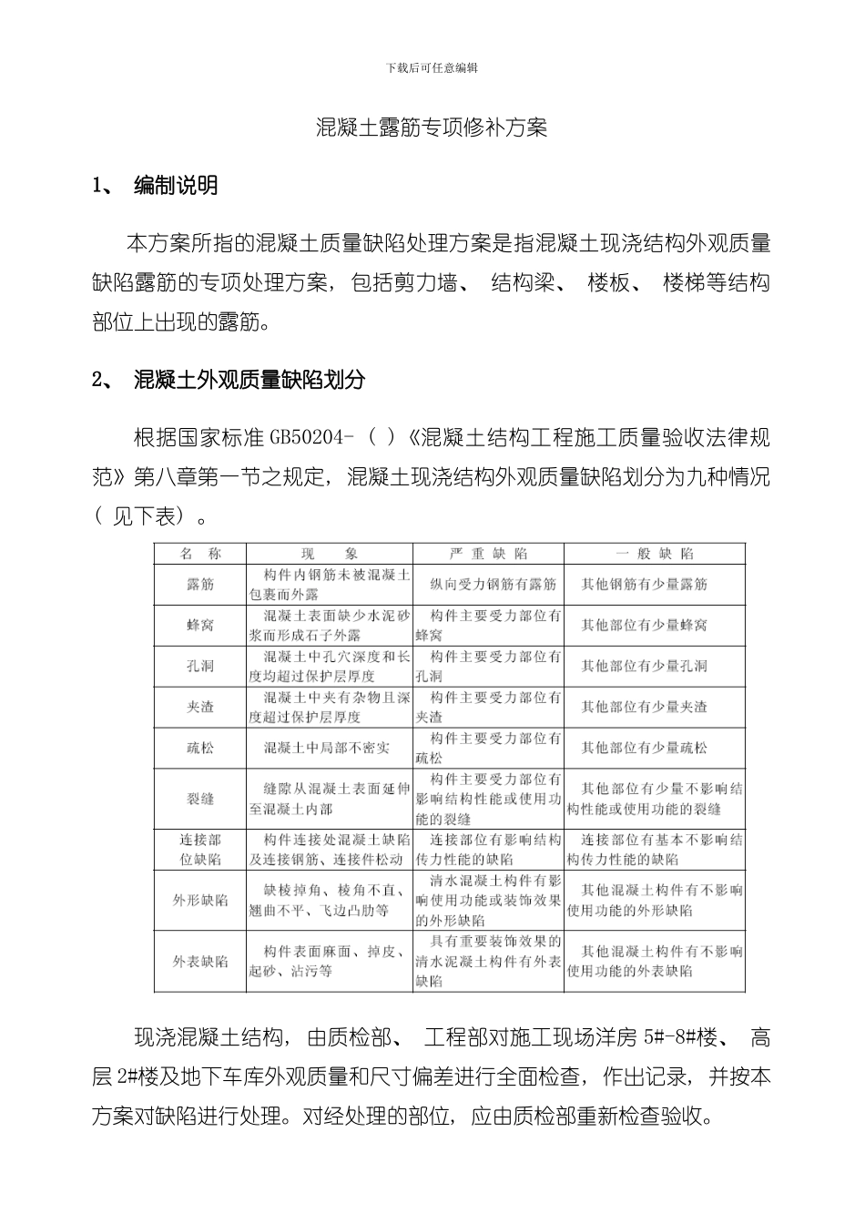 混凝土结构露筋专项修补方案样本_第3页