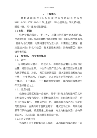 渝黔铁路标隧道瓦斯监理实施细则样本