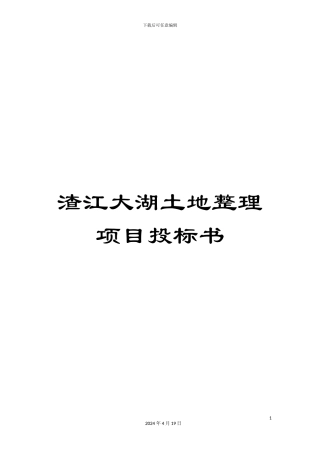 渣江大湖土地整理项目投标书