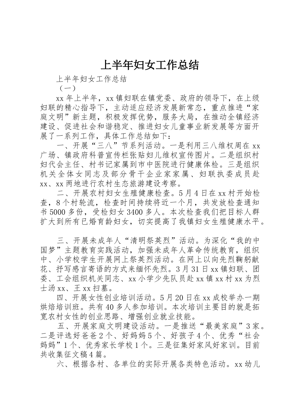 上半年妇女工作总结_第1页