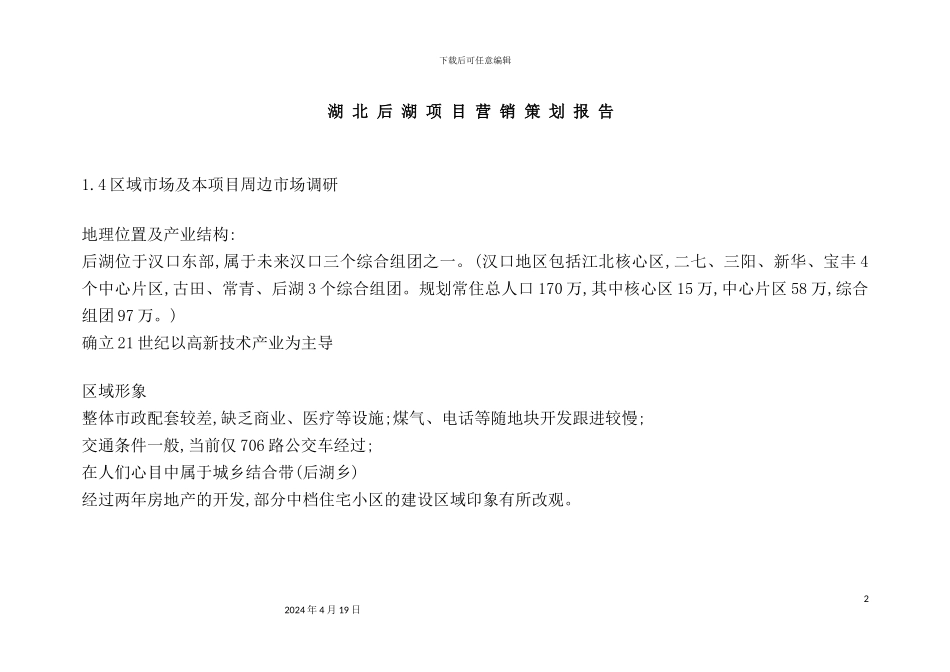 湖北房地产项目营销策划报告_第2页