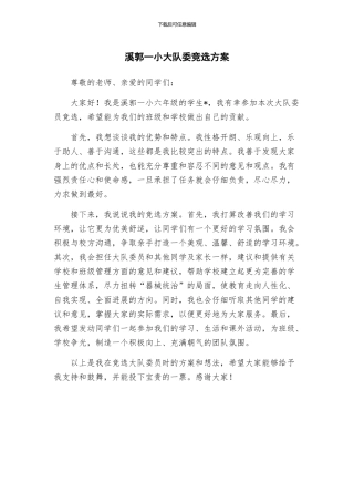 溪郭一小大队委竞选方案