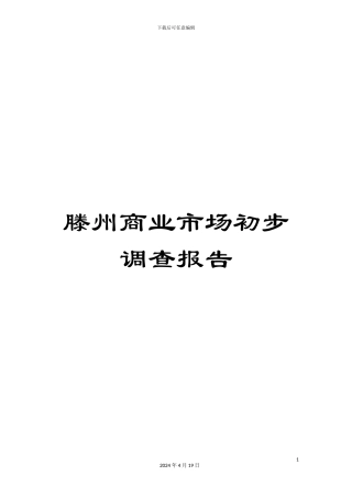 滕州商业市场初步调查报告
