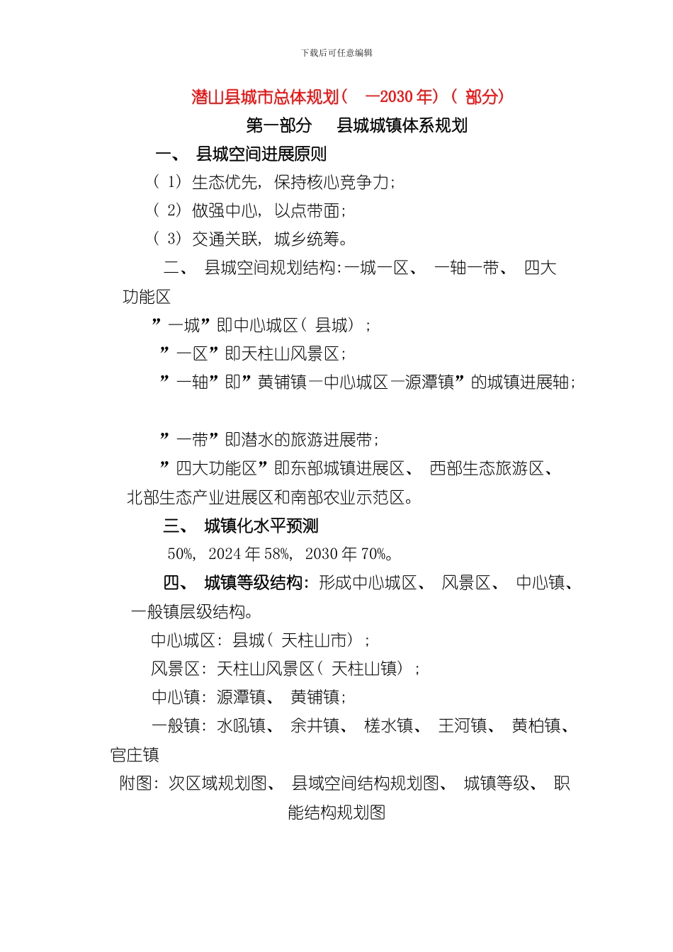 潜山县城市总体规划部分样本_第1页